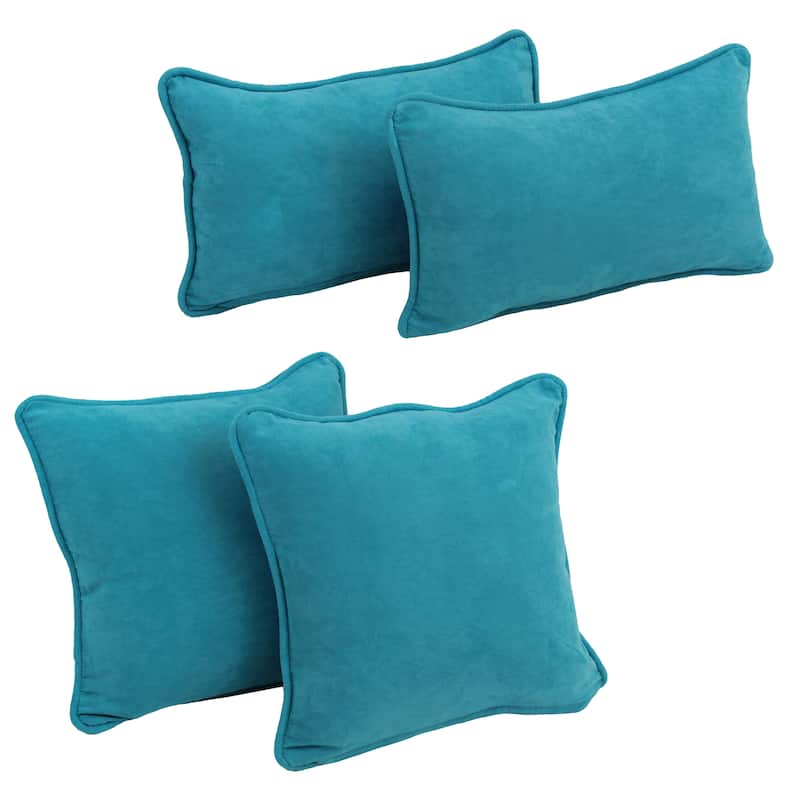 Blazing Needles Delaney Microsuede Throw Pillow Set (Set of 4) - Aqua Blue