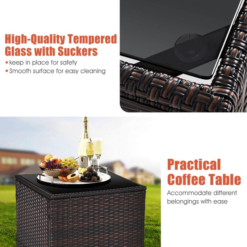 Costway 3PCS Patio Rattan Furniture Set Cushioned Conversation Set - See Details