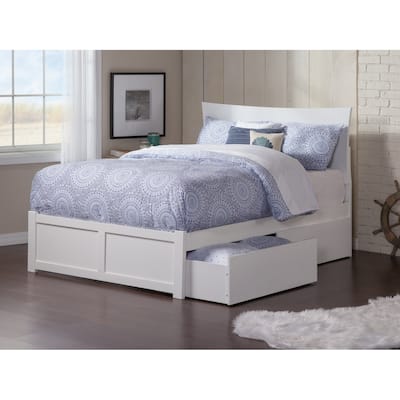 Metro Full Platform Bed with 2 Drawers in White