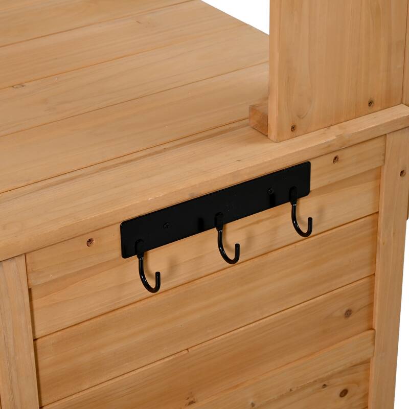 Roomfitters Garden Potting Bench with Storage Hutch, Outdoor Potting Table with 6 Drawers and Cabinets, Shelves