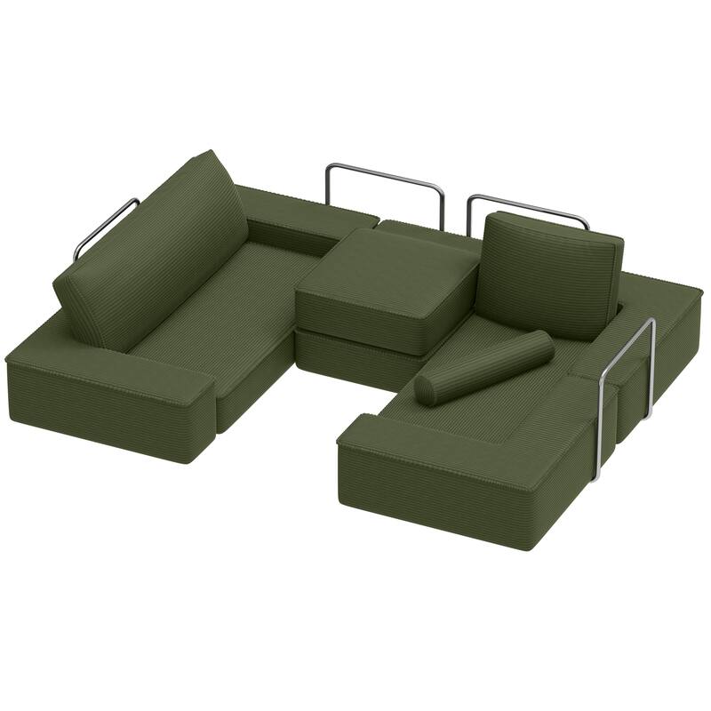 103.5" Convertible Cloud Sectional Couch, Comfy Corduroy Sectional Sofa with Deep Seat & High Pillows
