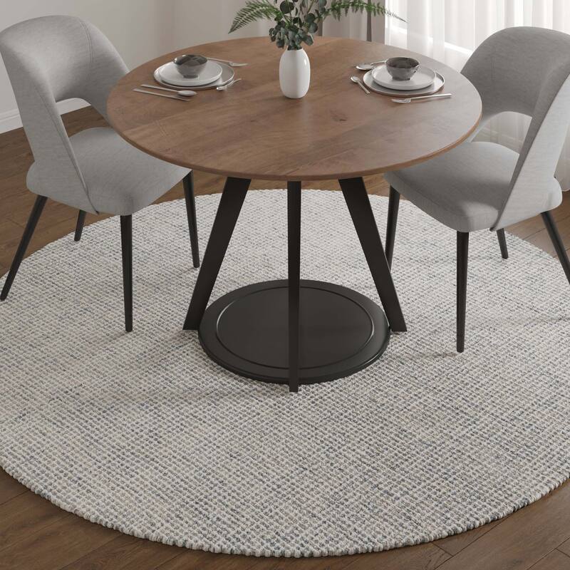 Noah Contemporary Geometric Wool Indoor Area Rug by Sevita - 8' x 8' - Teal/Cream