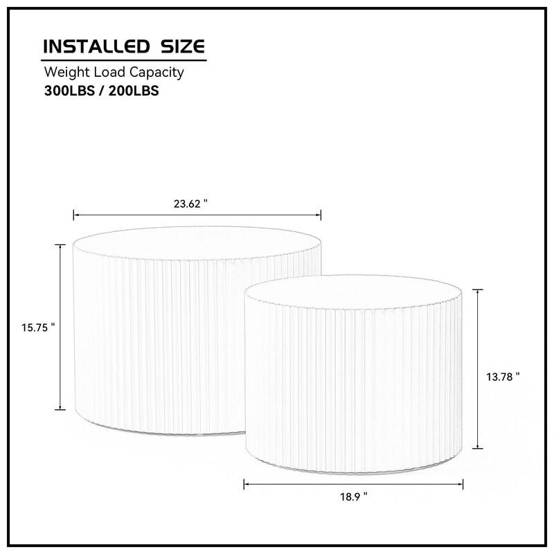 Modern Handcraft Round Coffee Table Nesting Table, Set of 2