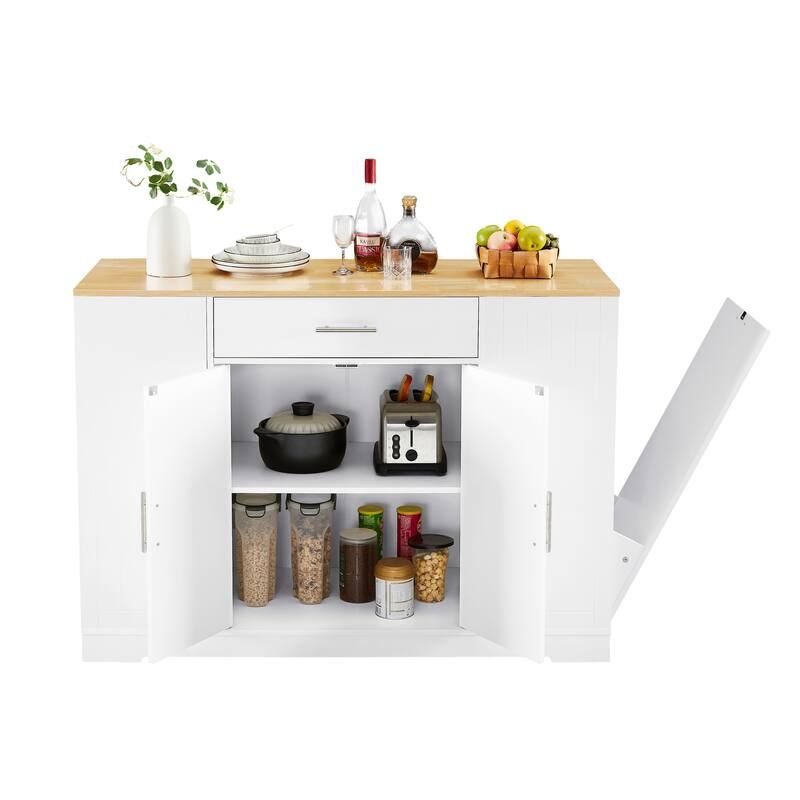 53" Kitchen Storage Islands with Drawers and Trash Can Storage for Kitchen & Dining, 53.2"W x 20.9"D x 38.0"H