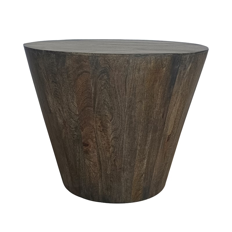 24 in. Distressed Gray Round Wood End Table, Sturdy Build End Side Table for Living Rooms