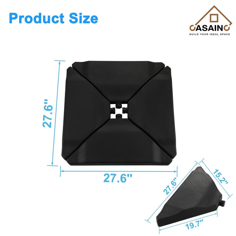4-piece patio umbrella black base set, can withstand 180lb