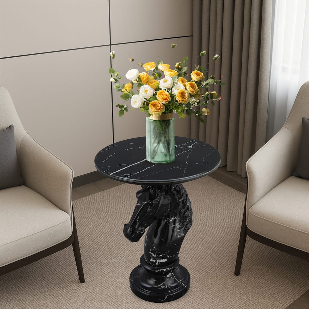 Horse Head Accent Table Black Animal Statue End Tables - 8' x 10'