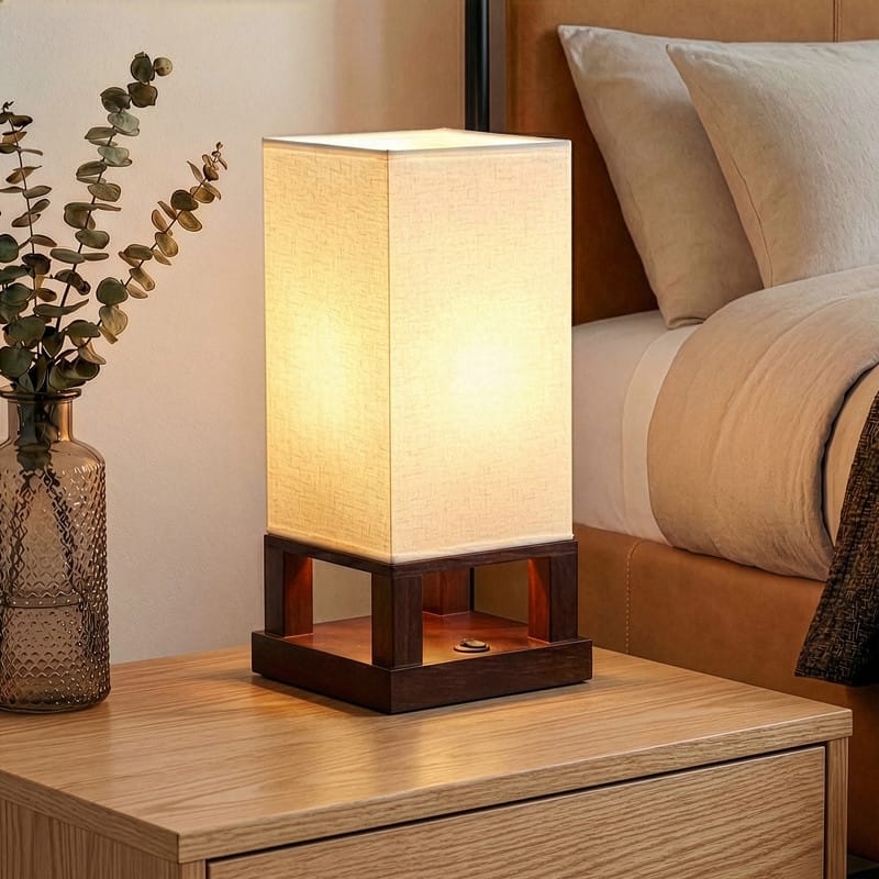 Brightech Maxwell 14 in. Havanah Brown Indoor Table Lamp with USB Port