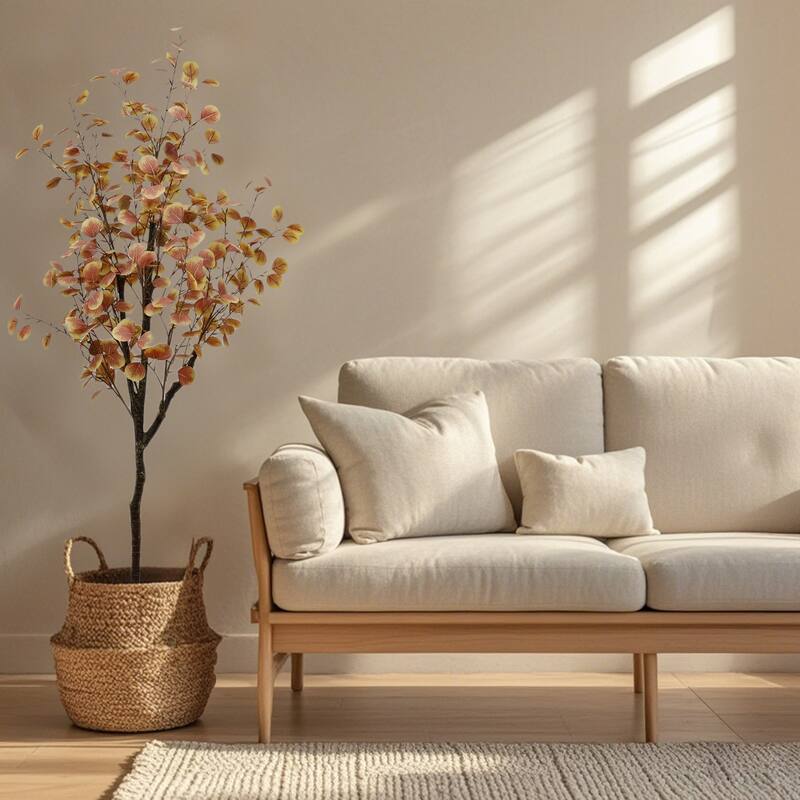Artificial Eucalyptus Tree, Realistic Fall Eucalyptus Leaves Stems Autumn Fall Leaves Faux Tree Decorations
