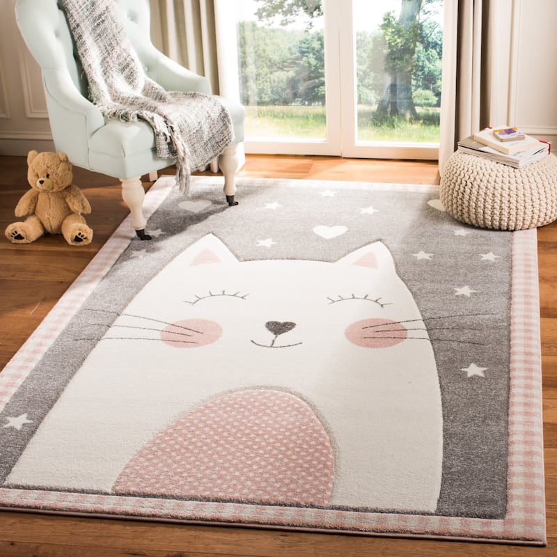 SAFAVIEH Carousel Kids Yuha Cat Rug - 3'3" x  5'3" - Pink/Grey - Rectangle