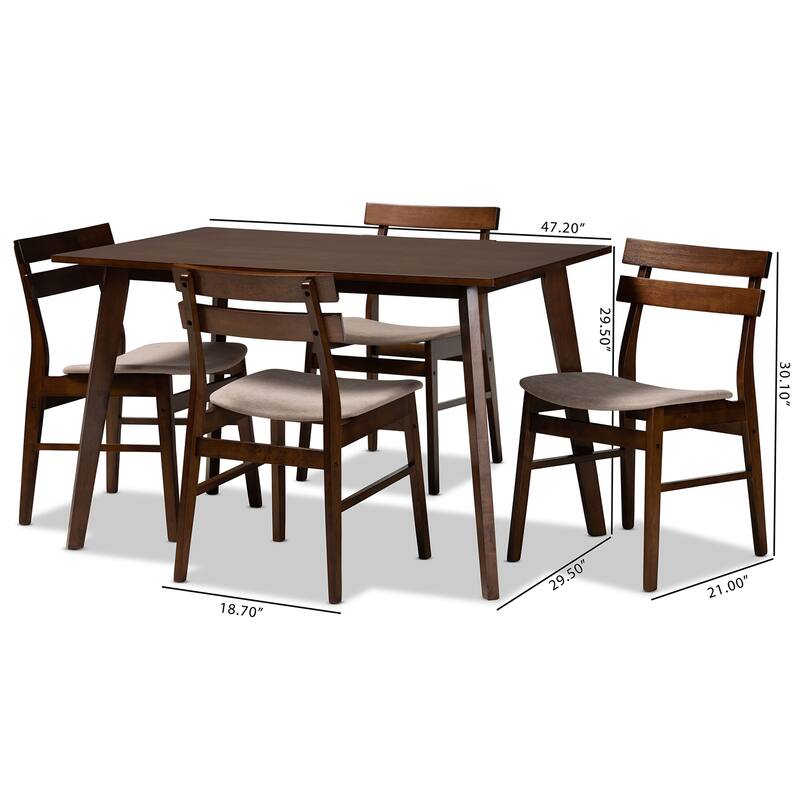 Eleri Mid-Century Modern Transitional 5-Piece Dining Set