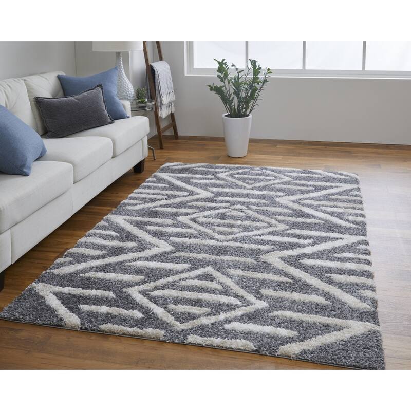 Wegal Power Loomed Geometric Modern Stain Resistant Soft Durable Area Rug By HomeRoots - 8' x 10'