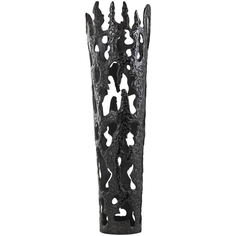 Aluminum Metal Drip Decorative Vase with Melting Designed Body - Silver, Gold, Black - Roche River Decor - Black - 10"W, 31"H