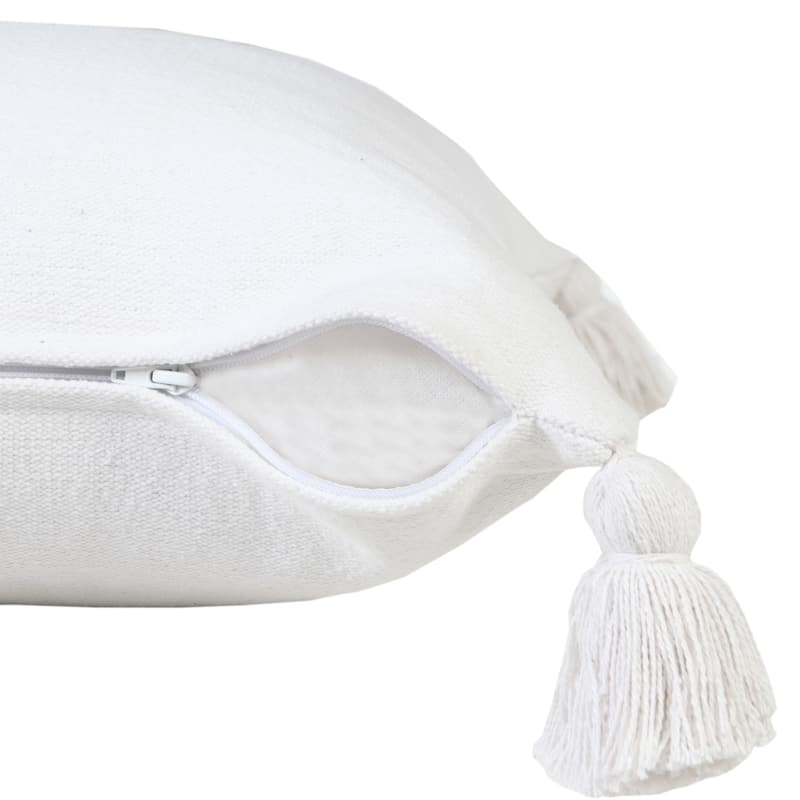 HomeRoots 20" X 20" White 100% Cotton Zippered Pillow
