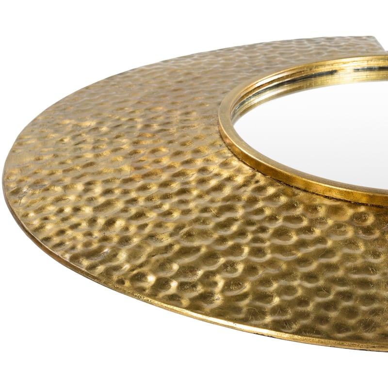 Edel Hammered Golden Oval 23x28 Mirror - 28"H x 23"W