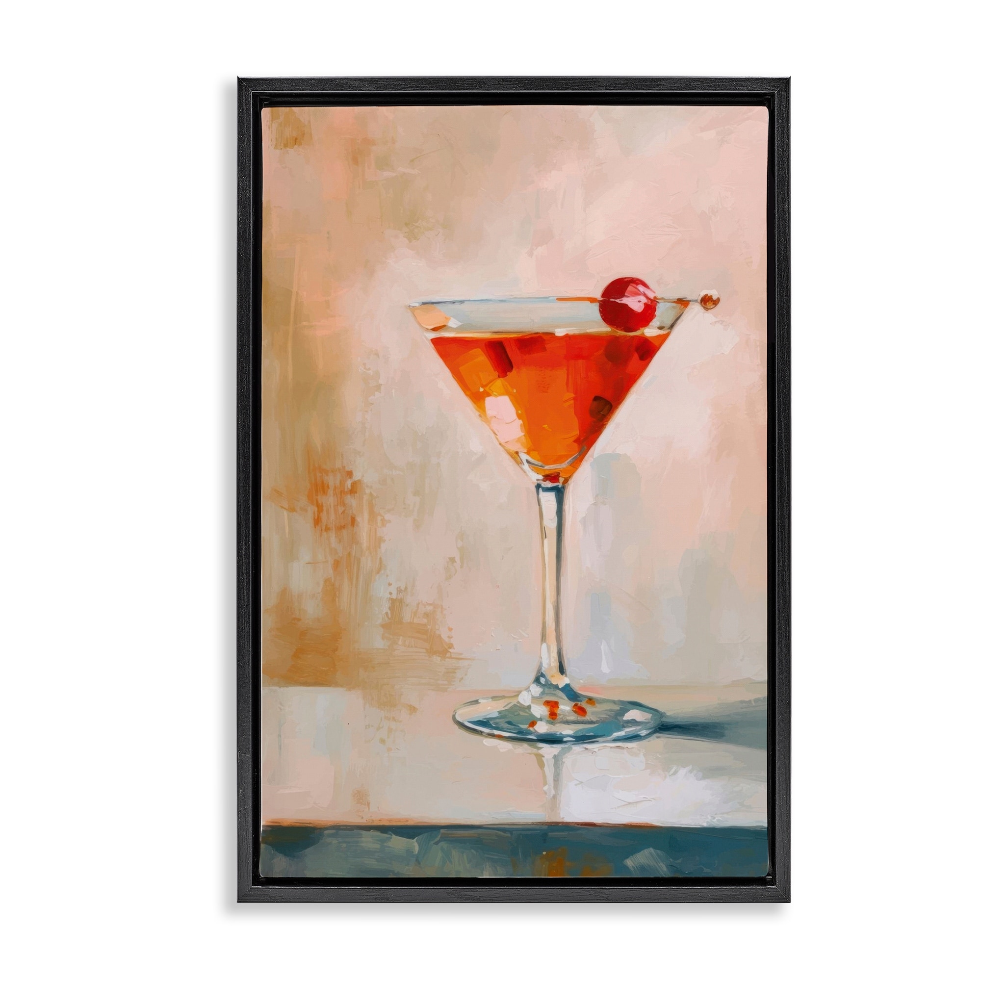 Stupell Manhattan Cocktail with Cherry Framed Floater Canvas Wall Art Design By LSR Design Studio