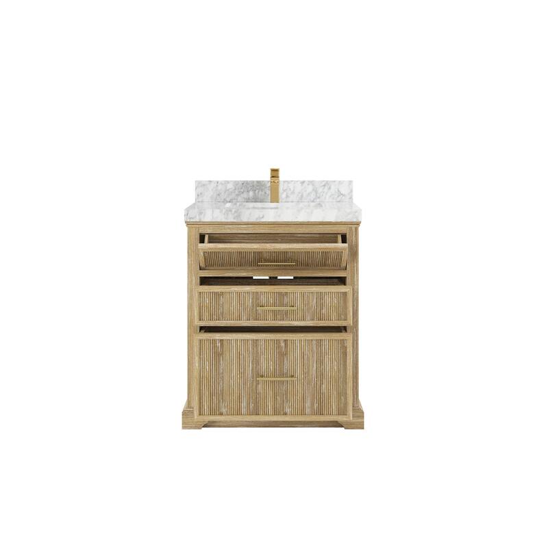 Willow Collections 30 x 22 Alys Solid Teak Wood Single Sink Bathroom Vanity with Quartz or Marble Countertop