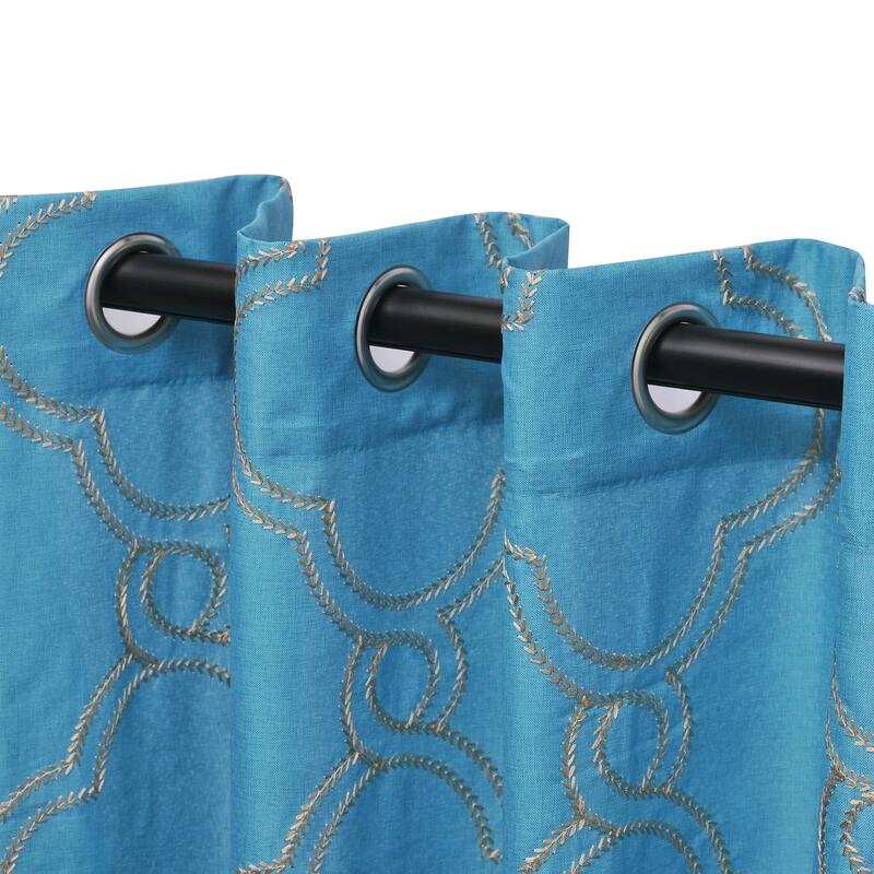 Superior Embroidered Sheer Grommet Curtain Panel (Set of 2) 52"x 84"