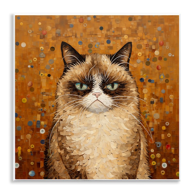 Stupell Grouchy Cat in Classic Style Wall Plaque Art Design By Arlington Prints - 12 x 12