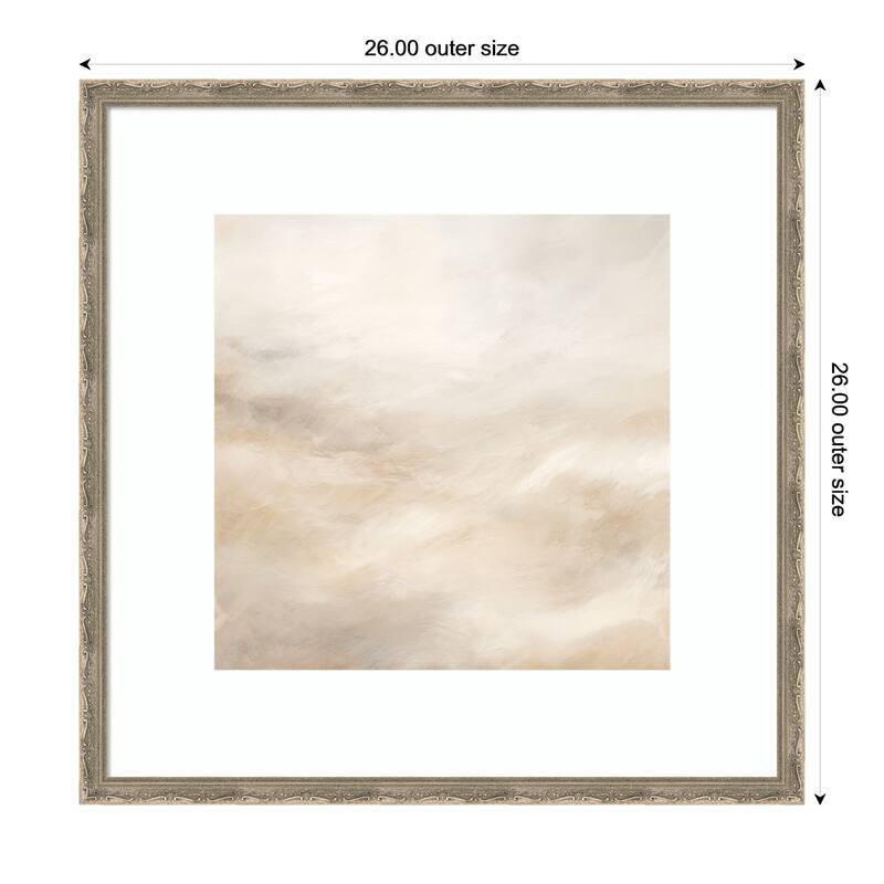 Kate and Laurel Tonal Textural White and Beige Neutrals by The Creative Bunch Studio Framed Wall Art Print