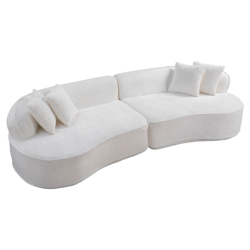 114" Curved Boucle Sectional Sofa, No Assembly Required