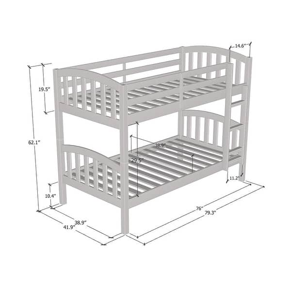Meble Furniture Noah Bunk Bed (79"W x 62"H) - Modern Kids Twin Over Twin