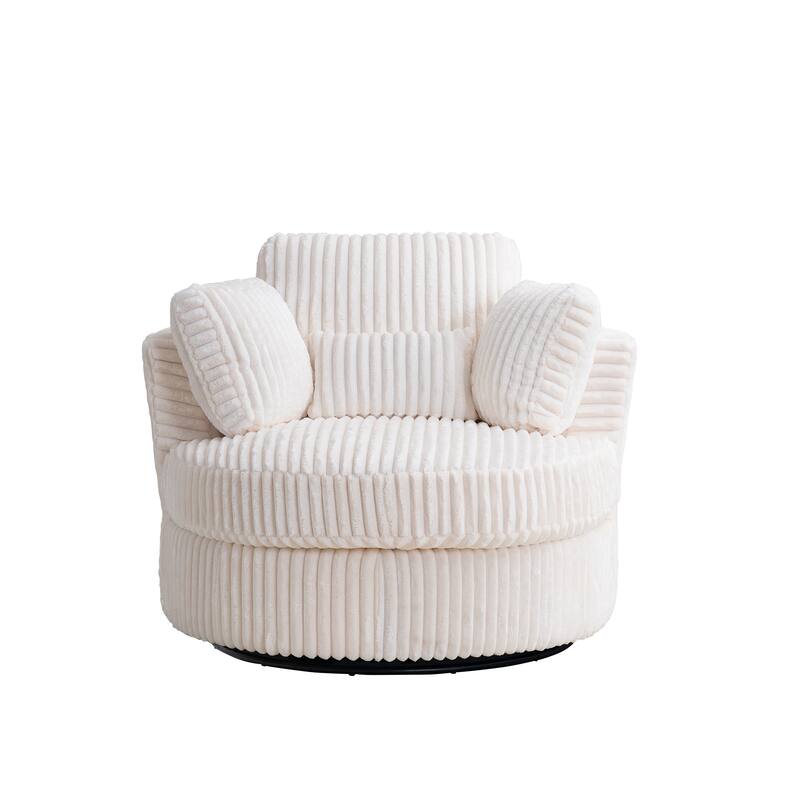 Corduroy Swivel Chair with 4 Pillows