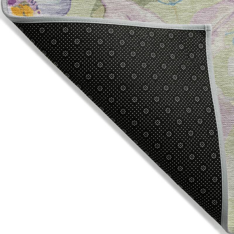 Machine Washable Indoor/ Outdoor Modern Floral Chantille Rug
