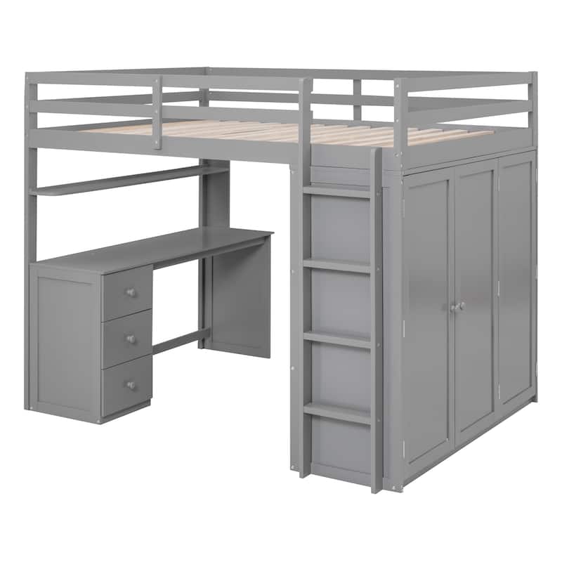 Full Multi-functional Pine Loft Bed