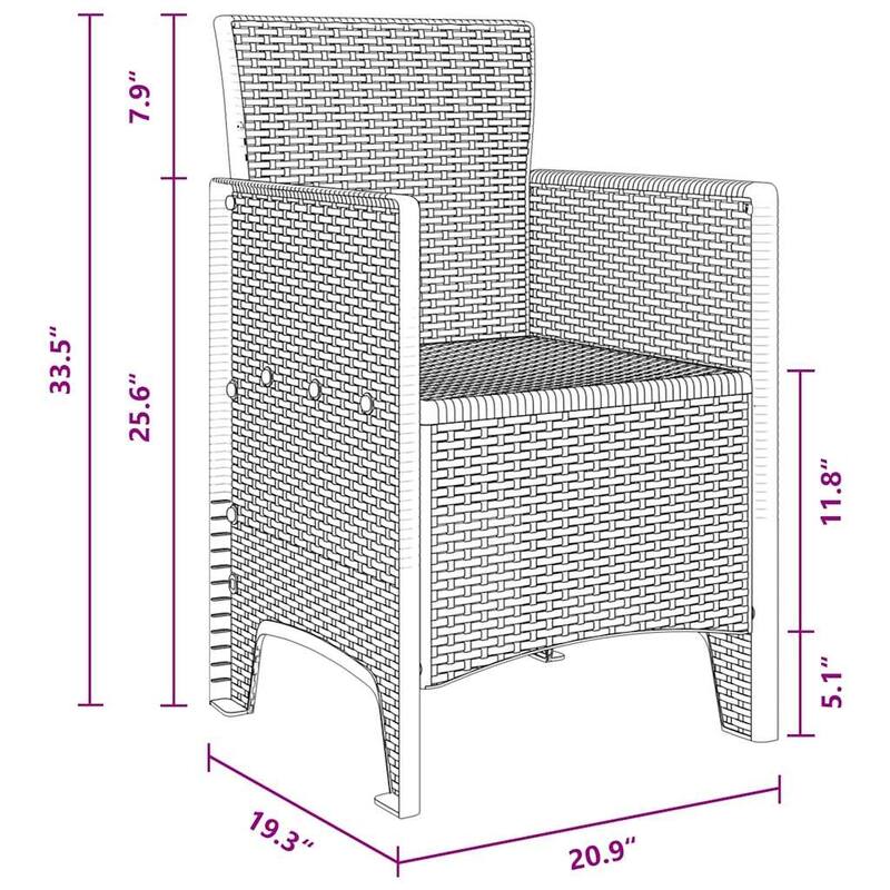 vidaXL Garden Dining Set 11 pcs Poly rattan - 39 x 98 x 29
