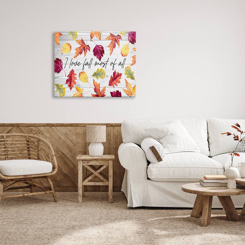 Stupell Love Fall Most Of All Autumn Leaves Scattered Canvas Wall Art - Multi-Color