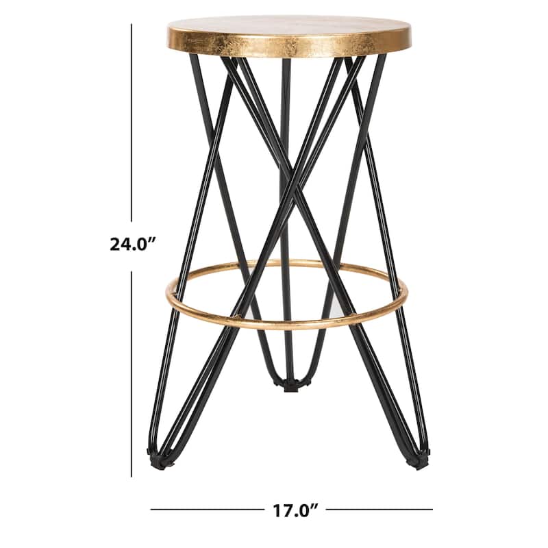 SAFAVIEH Paulette Gold Leaf Counter Stool - 17" x 17" x 24" - 17Wx17Dx24H