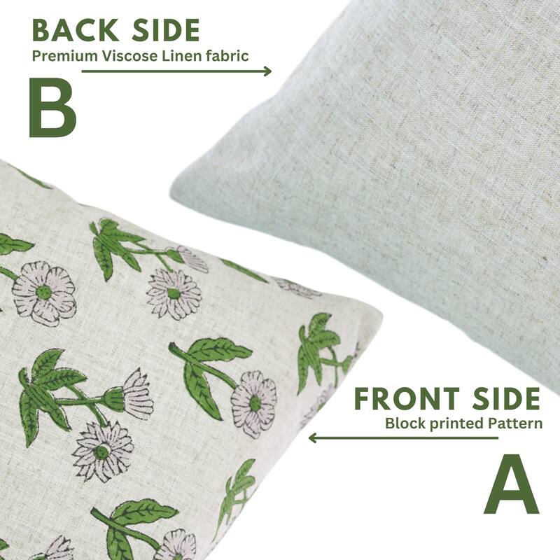 Fabdivine Handcrafted Floral Pillow Cover Viscsoe Linen Square, Kirti