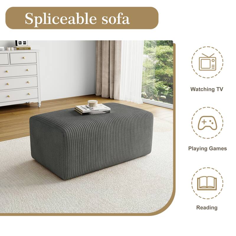 UIXE Oversize Corduroy Rectangle Ottomans And Poufs