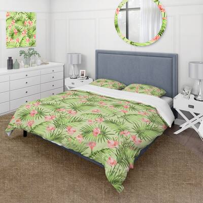 Designart 'Tropical Flowers' Tropical Duvet Cover Set