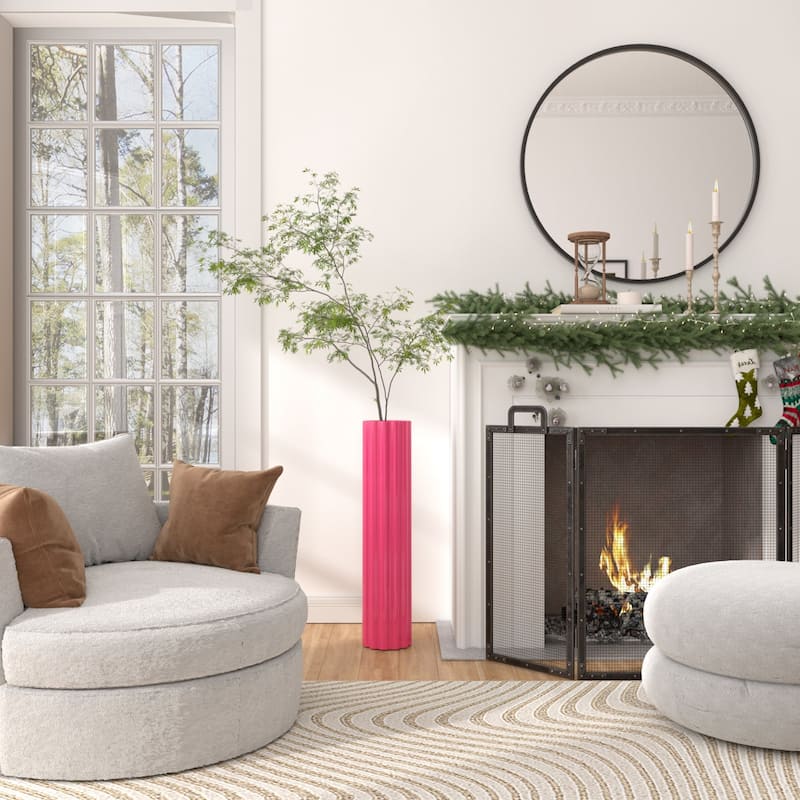 Modern Handmade Pink Ceramic Tall Floor Vase