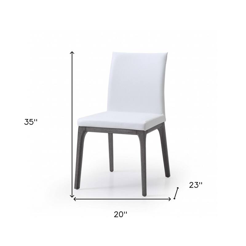 HomeRoots Set of Two White And Gray Upholstered Faux Leather Dining Side Chairs