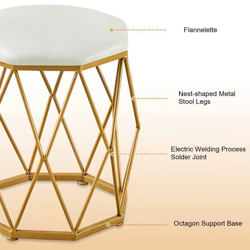 Milk White Flannel Accent Stool