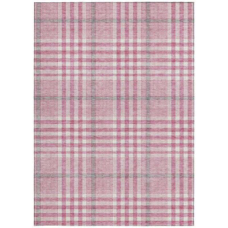 HomeRoots Plaid Transitional Rectangle Outdoor Rug
