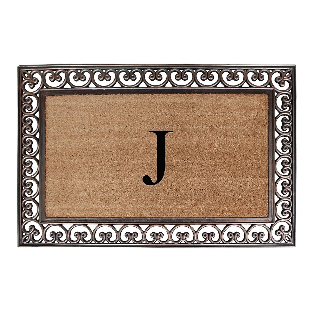 A1 Home Collections Rubber Coir Classic Paisley Border Monogrammed Welcome Entrance Doormat