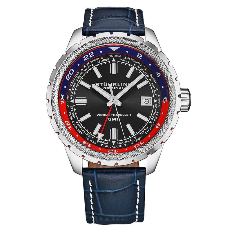 Global Voyager 1014 GMT 42mm World Timer Watch - Blue