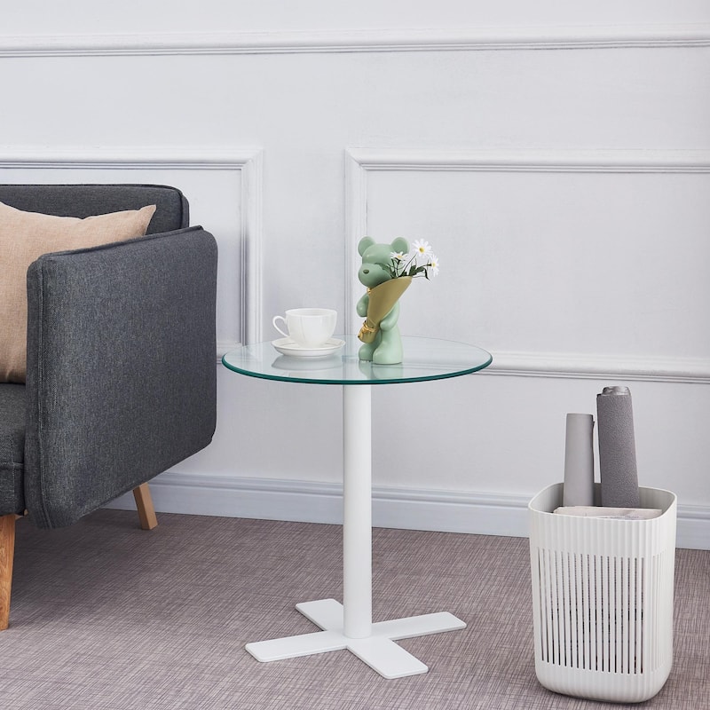 Tempered Rould Glass End Table