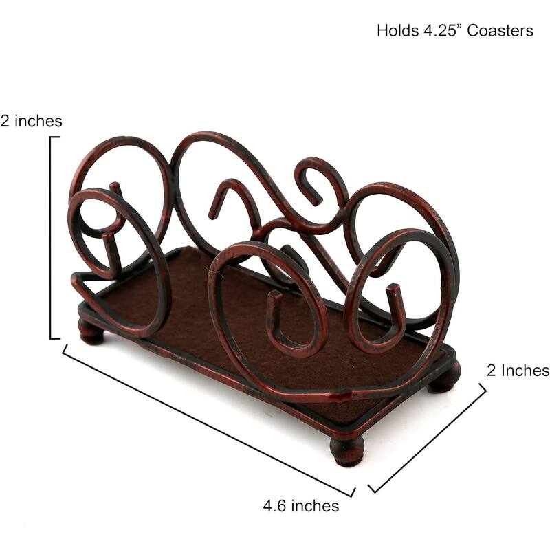 Bronze Colored Iron Coaster Holder with Ball Feet 5" x 5 x 2 Holds 4-4" Round or Square Coasters