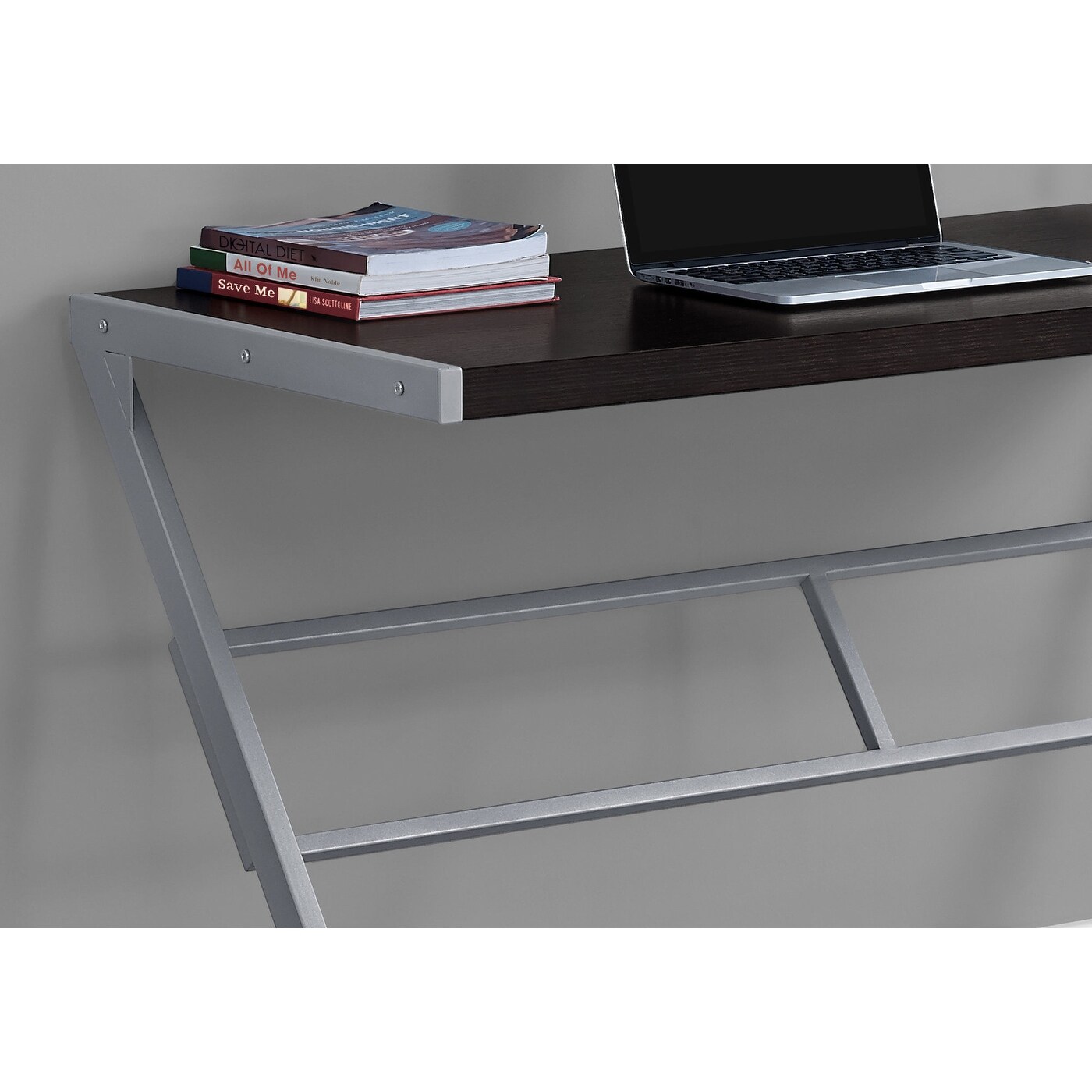 Computer Desk, Home Office, Laptop, 48"l, Work, Brown Laminate, Grey Metal, Contemporary