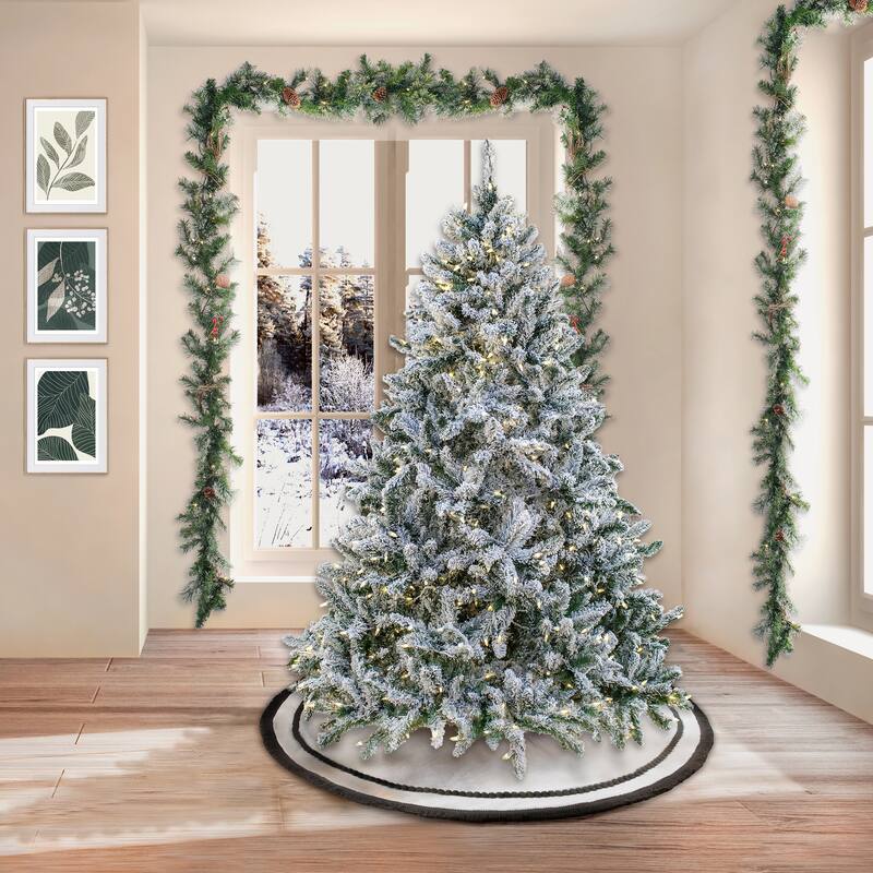 National Tree Company 6.5 ft. Pre-lit Artificial Snowy Hudson Hinged Tree with PowerConnect, 550 Warm White LED Lights- UL