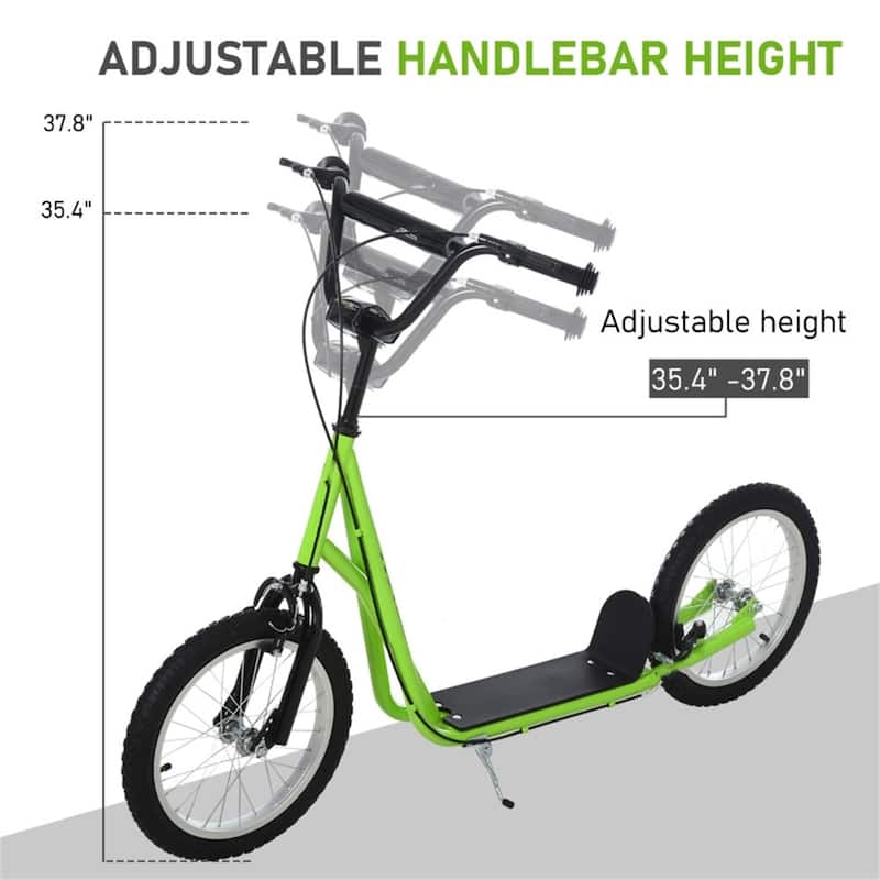 Children’s Ride-On Scooter with Soft Grip Handlebar and Anti-Slip Foot Deck for Outdoor Use - 54.75"L x 22.75"W x 35.5"-37.75"H