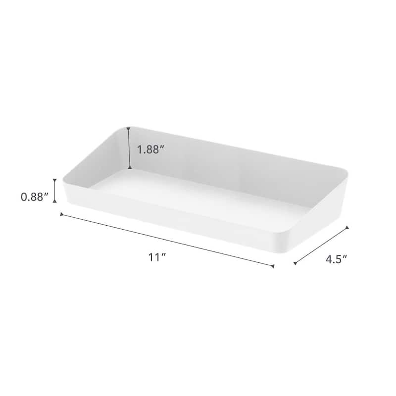Yamazaki Home Vanity Tray - Angled - Two Sizes, Steel, 5.25" x 11.75" - L 5.31 x W 11.81 x H 1.97 inches