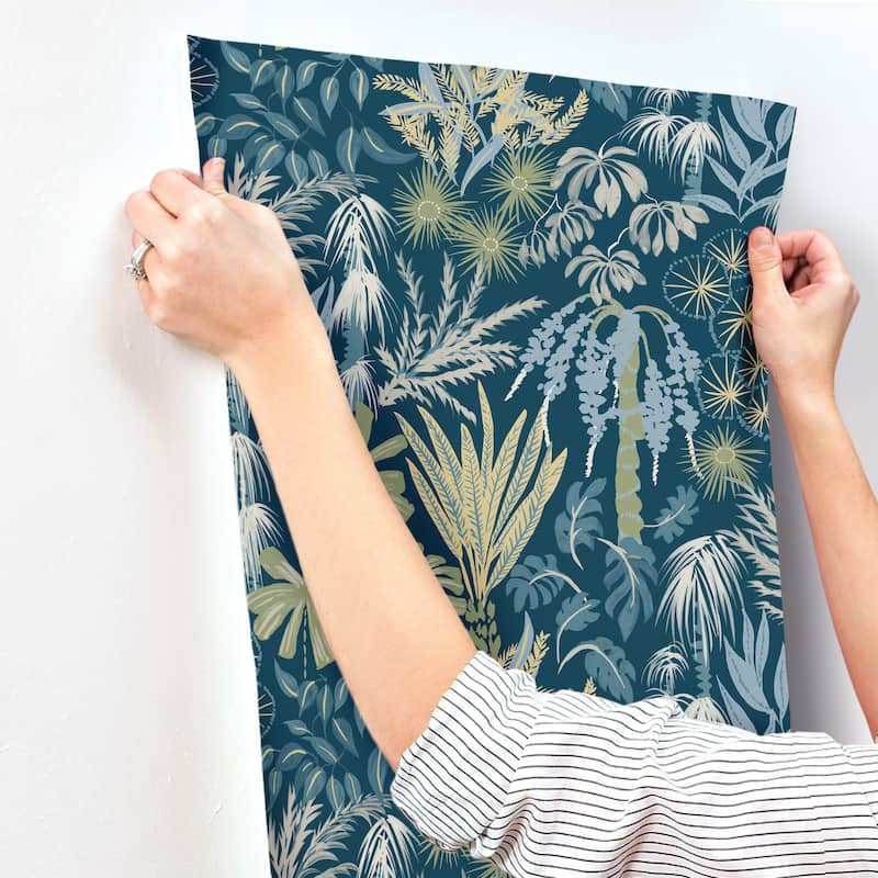 A-Street Prints Everglades Teal Botanical Wallpaper