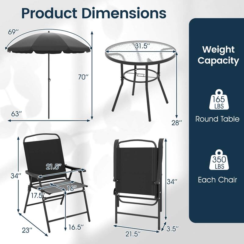 Costway 6 Pieces Patio Dining Set with Umbrella Outdoor Table and - See Details