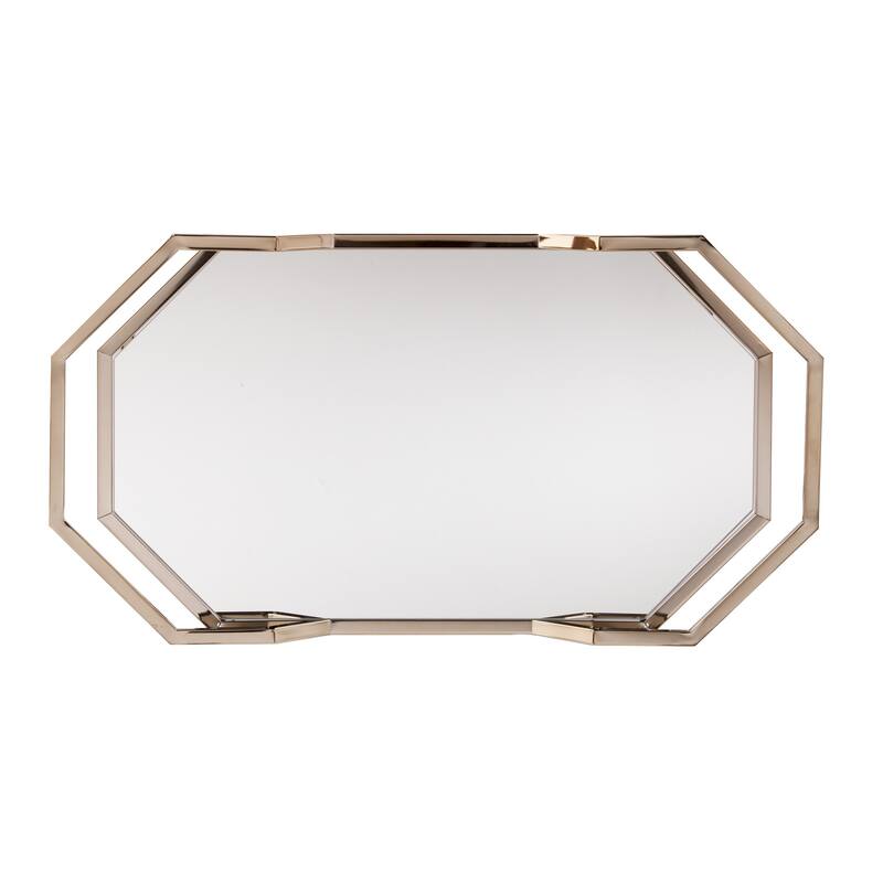 31 Inch Mirrored Glass Bar Cart with Locking Wheels - 31.25" X 16.5" X 30.75"